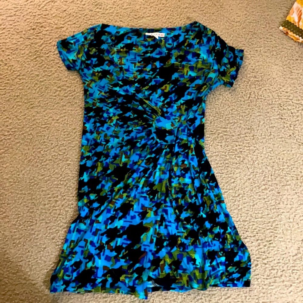 Blue & green Wrap front dress.